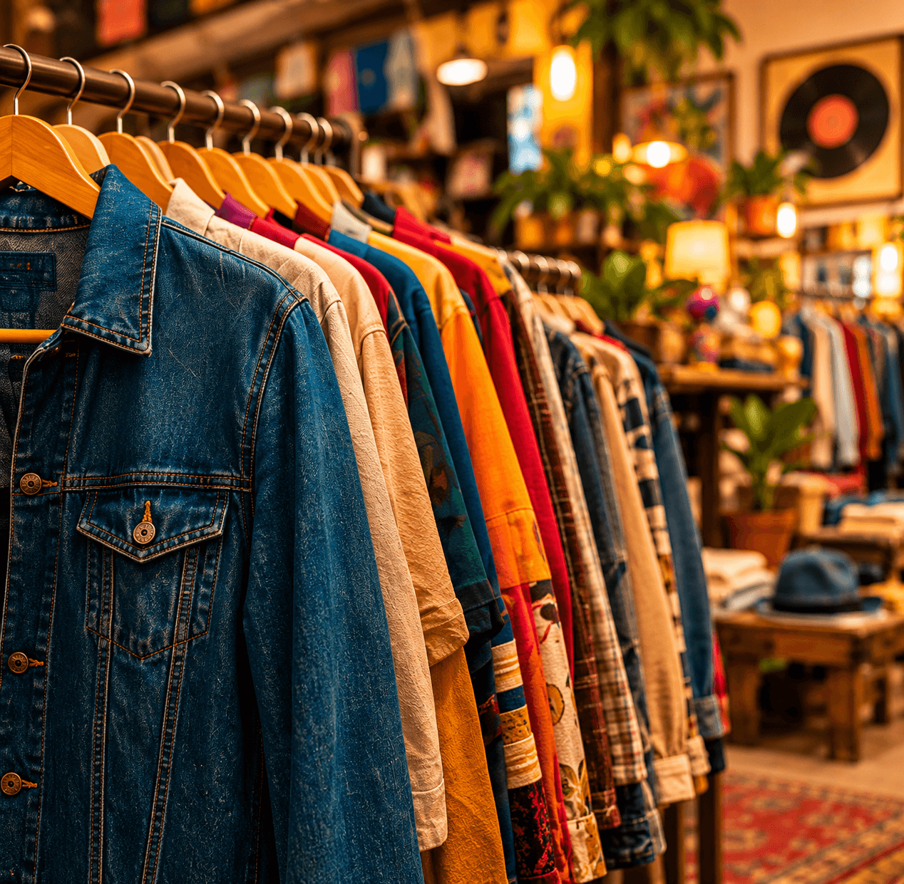 Curated vintage clothing racks